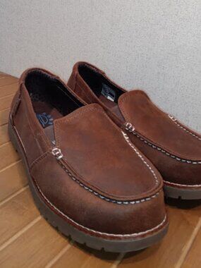 BOBS Skechers Chill Lugs Womens 8 Brown Vegan Slip On Loafers Memory Foam NWOT